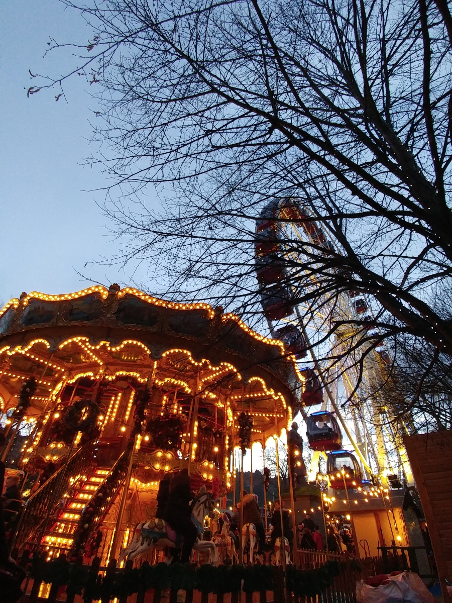 Christmas Market at night, Edinburgh