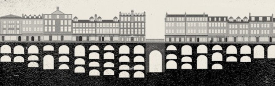An illustrated cross-section of Edinburgh's South Bridge, showing the rooms within its arches, which make up Edinburgh's underground vaults. 