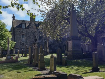 Headstones in the Canongate Kirkyard, Edinburgh, Scotland.