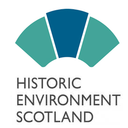 Blue and green Historical Environment Scotland logo