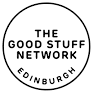 Black and white The Good Stuff Network Edinburgh logo